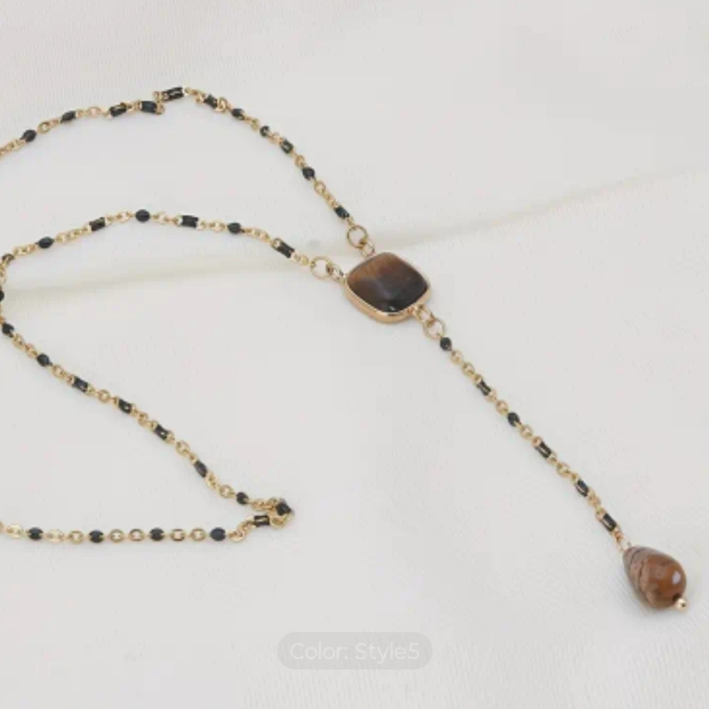 Gold and Brown Stone Necklace